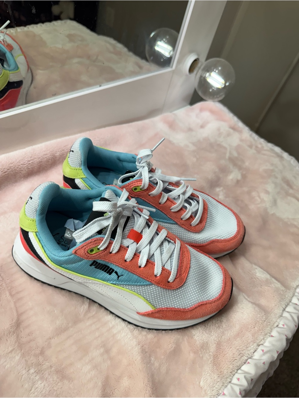 Nike  White Coral Blue Neon Accent Sneakers